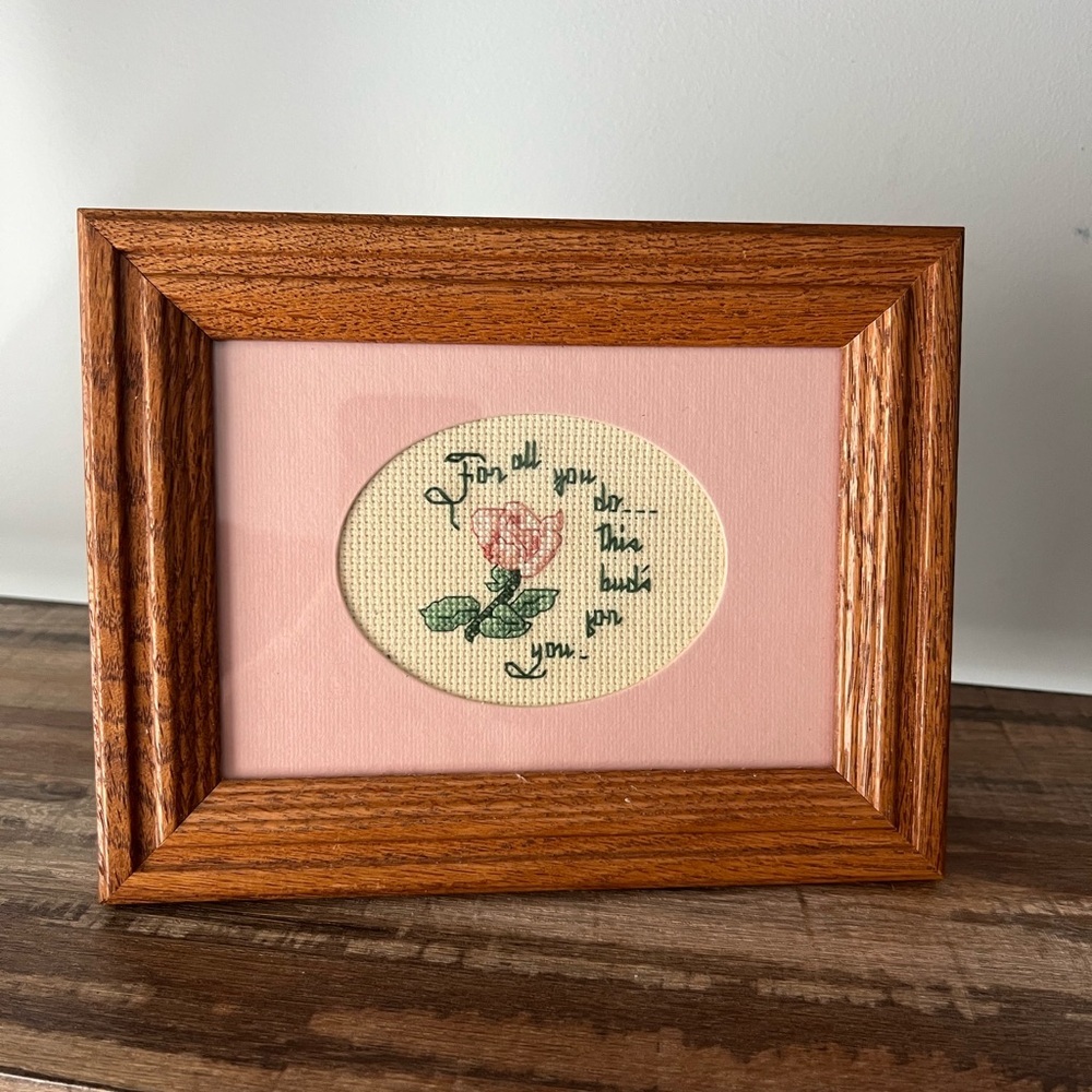 Embroidered Rose Framed Art